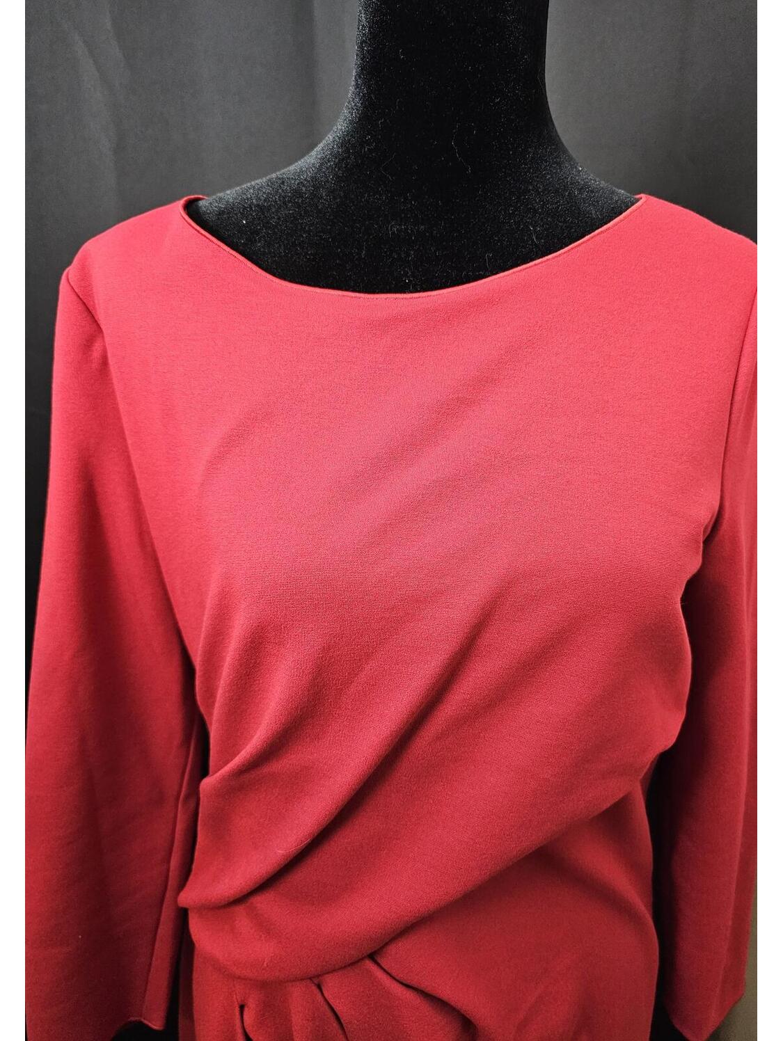 Armani Emporio Dress Red Womens 46 (12) Twist Long Sleeve